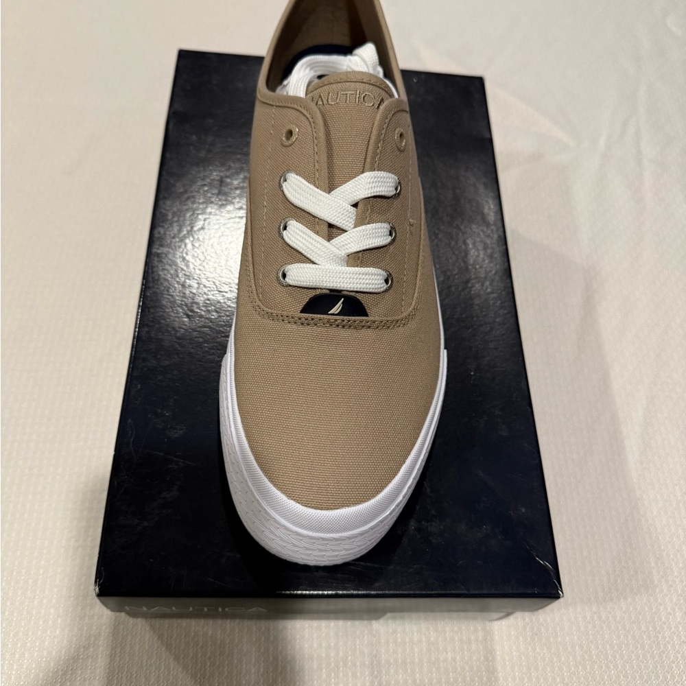 Nautica Men's Beige Canvas Sneakers